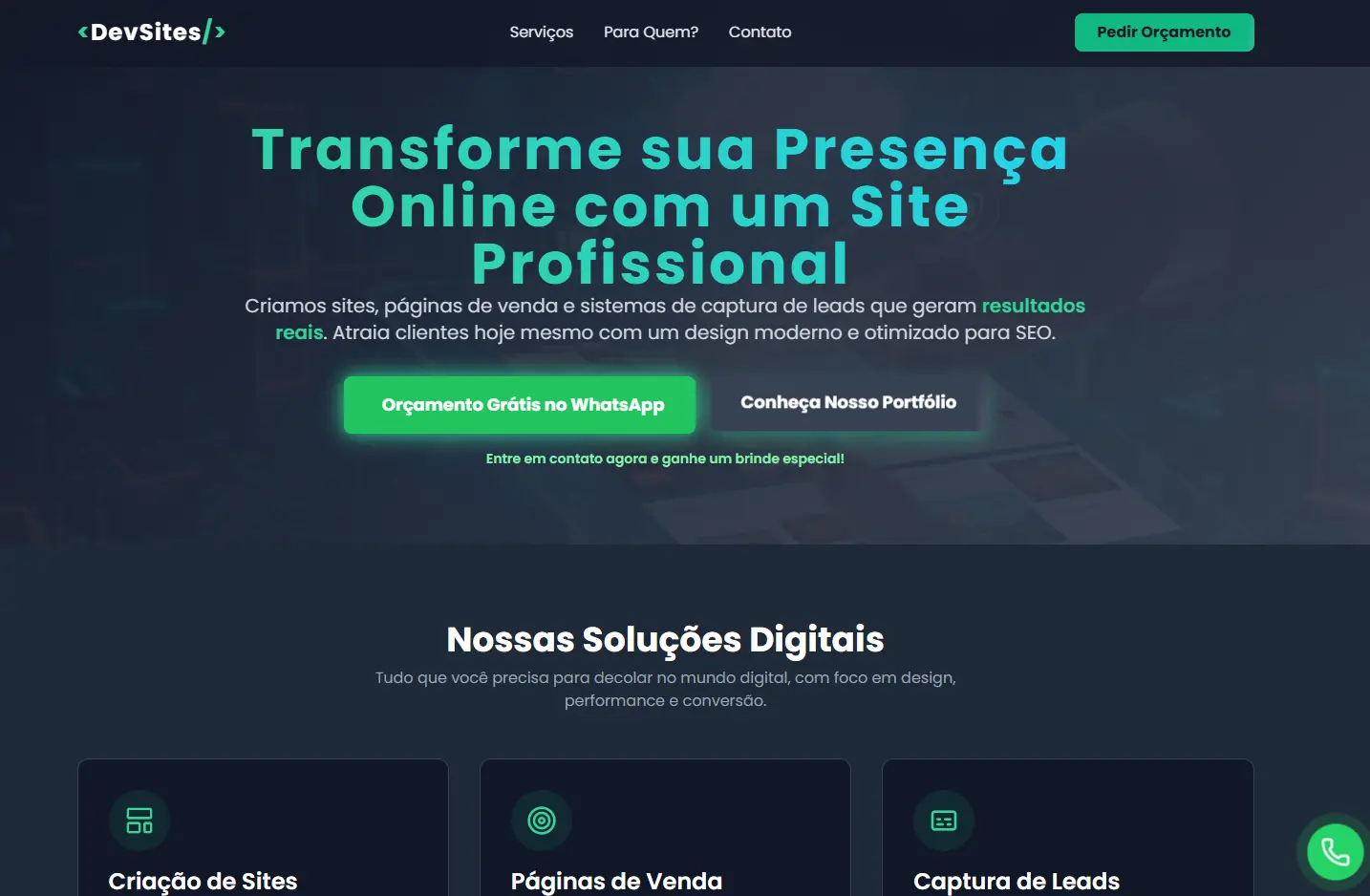 Modelo de site verde